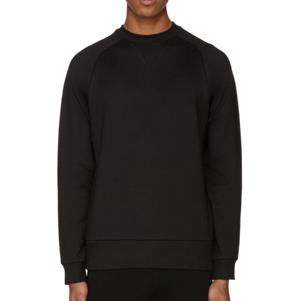 Y-3 Crew Neck Drop Shoulder Sweater XS Black with Elbow Patches and Back Logo